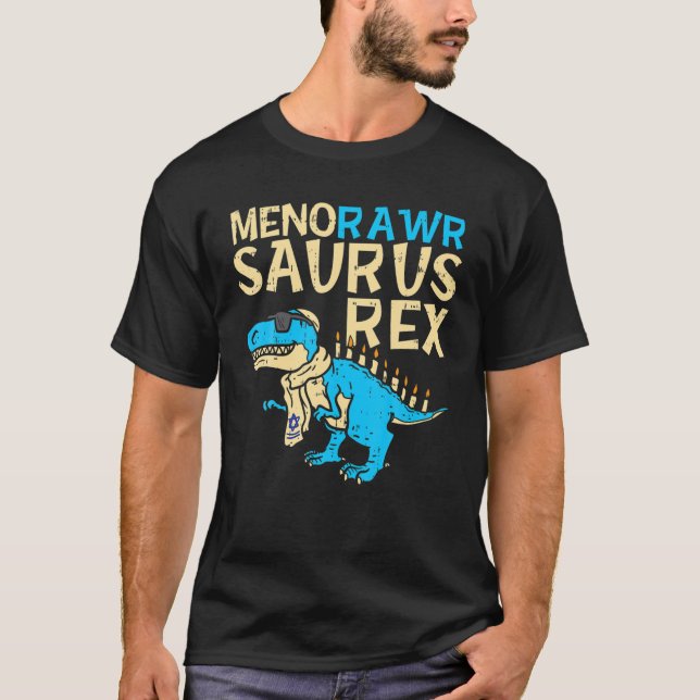 Menorawr Saurus Rex Jewish Dinosaur Hanukkah Kids T-Shirt (Vorderseite)