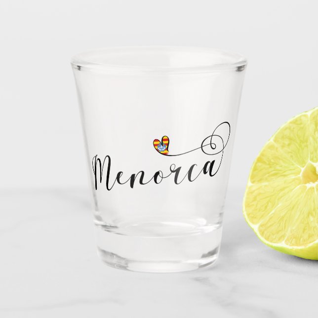 Menorca Flaggenherz, Balearen Schnapsglas (Vorderseite)