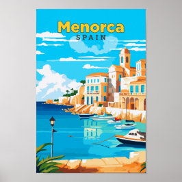 Menorca Spanien Reisen Kunst, Vintage Illustration Poster