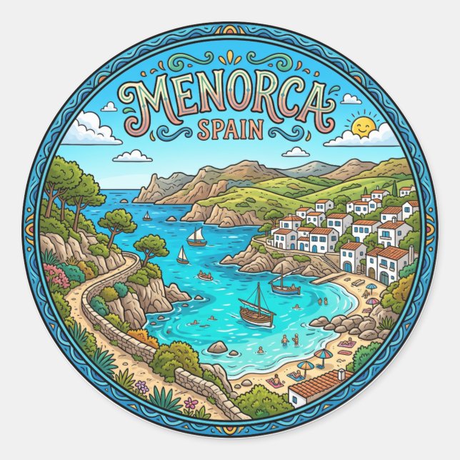 Menorca Spanien Runder Aufkleber (Vorderseite)