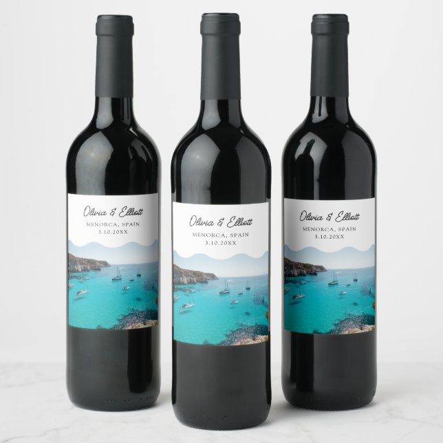 Menorca Wedding Favoriser Étiquette Vin Personnali (Bouteilles)