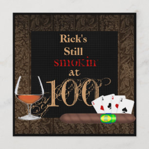 MENS 100. GeburtstagsZigarren, KARTENBRANDY-INVITA Einladung