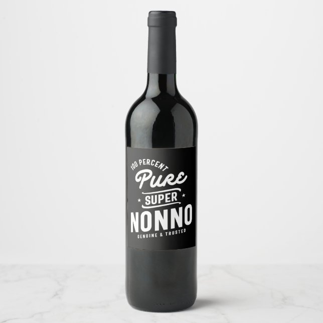 Mens 100% Pure Super Nonno Geschenk Weinetikett (Vorderseite)