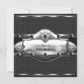 Mens 30. Geburtstag Party Leather Silver Mans Einladung