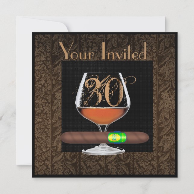MENS 30. Geburtstagsinvestitionen COGNAC-TEMPLATE Einladung (Vorderseite)