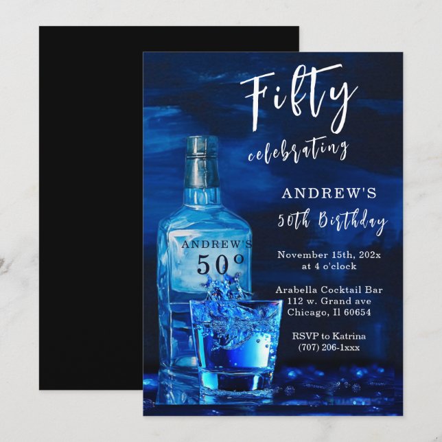 Mens 50. Geburtstag Einladung (Vorne/Hinten)