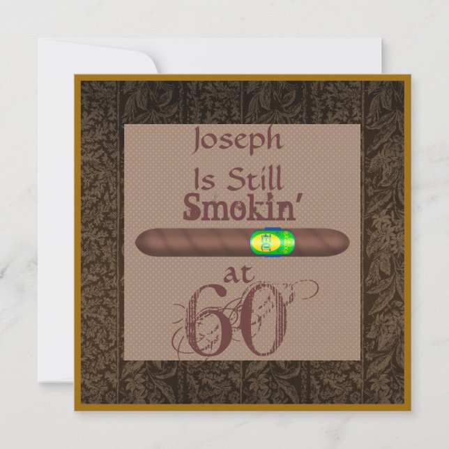 Mens 60. Geburtstag Cigar Einladungen Personalisie (Vorderseite)
