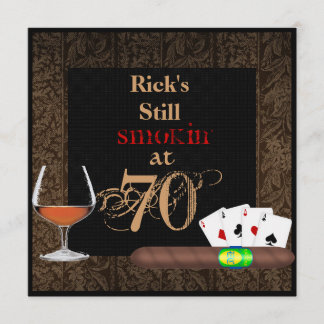 MENS 70. GeburtstagsZigarren, Poker BRANDY INVITAT Einladung