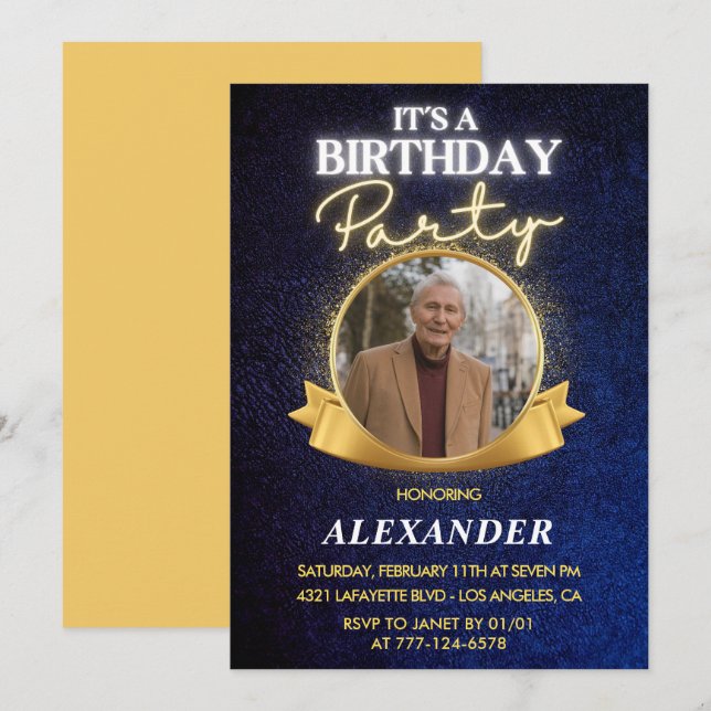 Mens 80. Geburtstag Einladungen Elegant Chic (Vorne/Hinten)