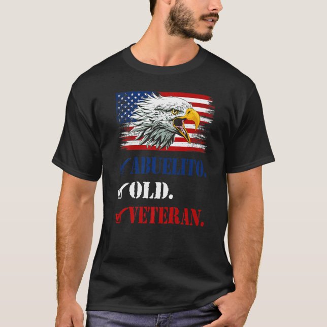 Mens Abuelito Old Veteran American Eagle Flag Fami T-Shirt (Vorderseite)