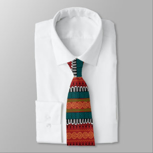 Mens African Geeometric Multi Color Krawatte