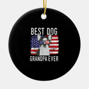 Mens American Flag Best Dog Opa je Boston Keramik Ornament