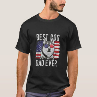 Mens American Flag Best Dog Vater je sibirischen H T-Shirt