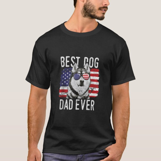 Mens American Flag Best Dog Vater je sibirischen H T-Shirt (Vorderseite)