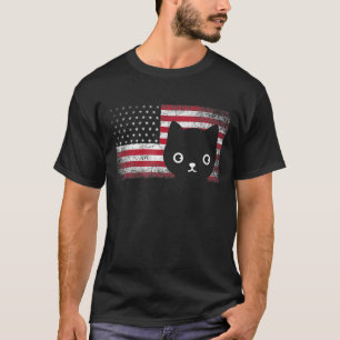 Mens American Flag Cat Meowica 4. Juli US-amerikan T-Shirt