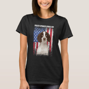 Mens American Flag English Springer Spaniel Vater T-Shirt