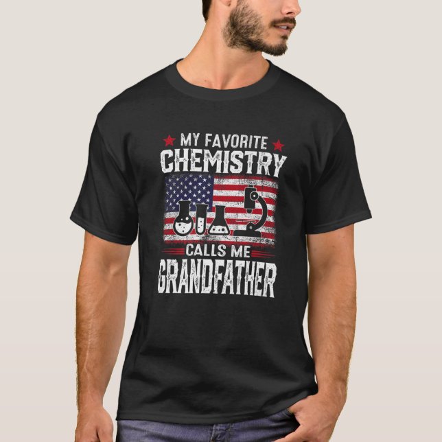 Mens American Flag Meine Lieblingschemie nennt mic T-Shirt (Vorderseite)