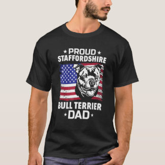 Mens American Flag Staffy Staffordshire Bull T-Shirt