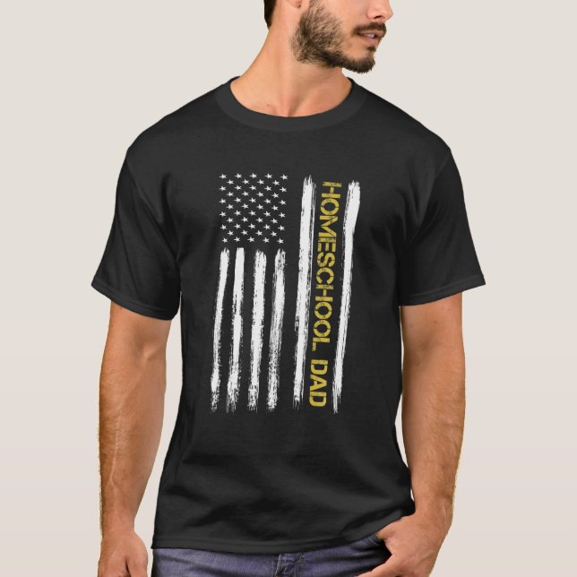 Mens American Flag Vater Homeschoschule Vater T-Shirt (Vorderseite)