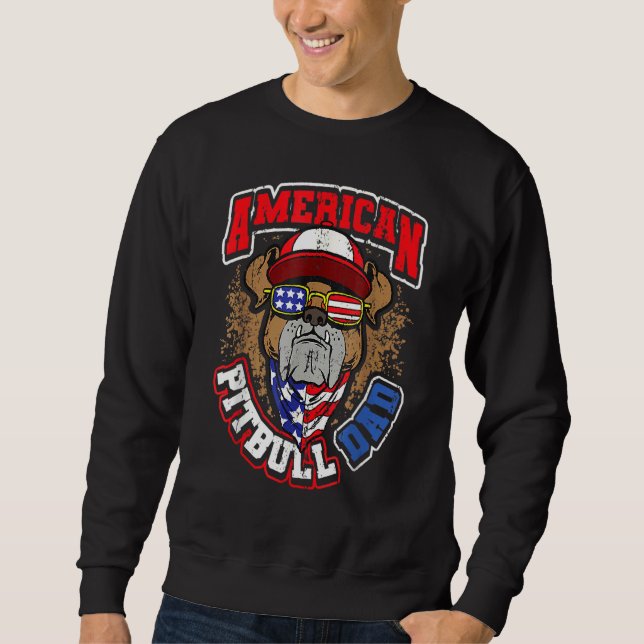 Mens American Pitbull Vater 4. Juli Sweatshirt (Vorderseite)
