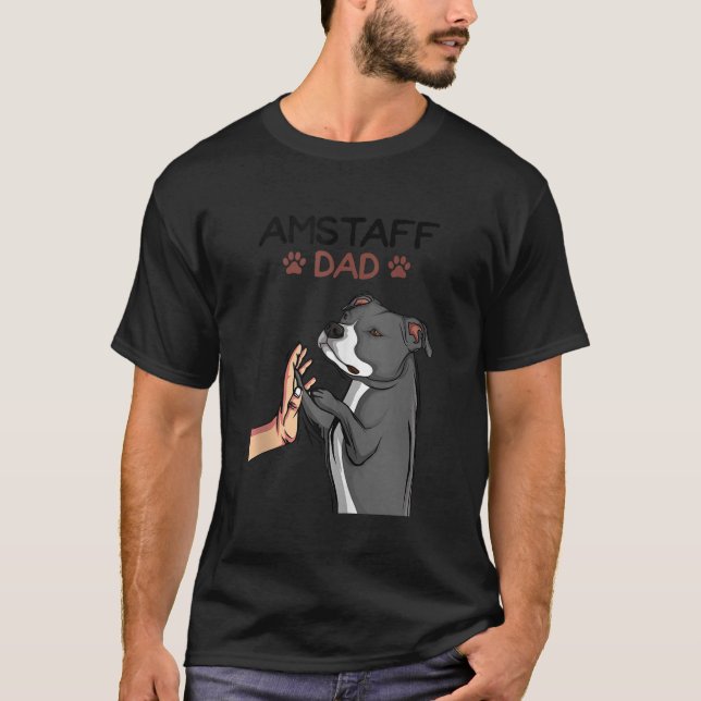 Mens American Staffordshire Terrier Amstaff Vater  T-Shirt (Vorderseite)