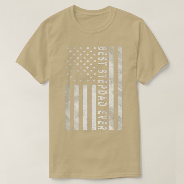 Mens American USA Flag Best Step Vater je Vater T-Shirt (Design vorne)