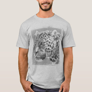 Mens Apparel Grey Leopard Head Modern Template T-Shirt