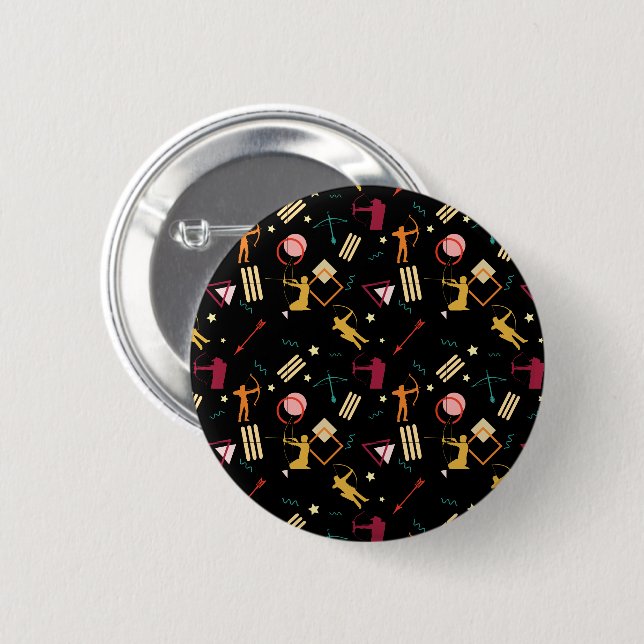 Mens Archery - Boys n Arrow Abstrakte Kunst Button (Vorne & Hinten)