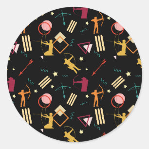 Mens Archery - Boys n Arrow Abstrakte Kunst Runder Aufkleber