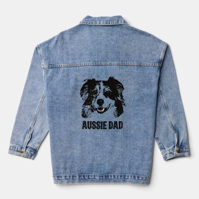 Mens Aussie Papa - Australian Shepherd Chien Papa (Verso)