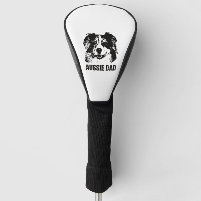 Mens Aussie Vater - Australian Shepherd Dog Vater Golf Headcover (Vorderseite)