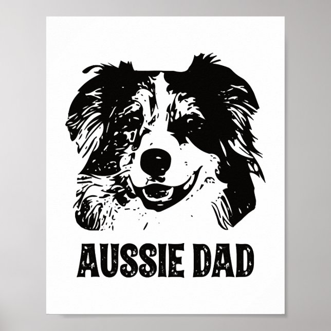 Mens Aussie Vater - Australian Shepherd Dog Vater Poster (Vorne)