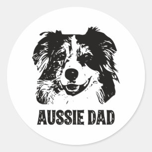 Mens Aussie Vater - Australian Shepherd Dog Vater Runder Aufkleber