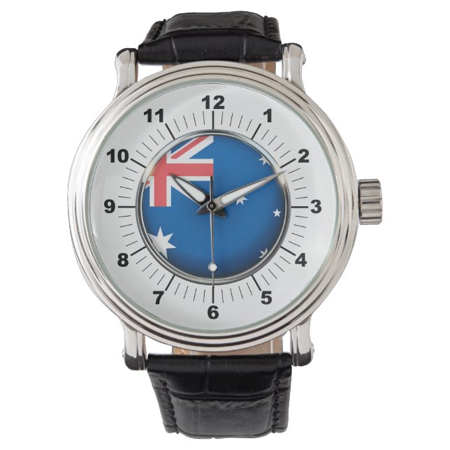 Men's Australia Flag Vintag Leder Strap Watch Armbanduhr (Vorderseite)
