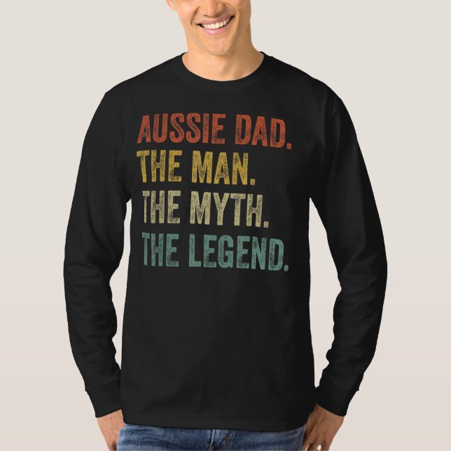 Mens Australian Shepherd Aussie Vater The Man Myth T-Shirt (Vorderseite)