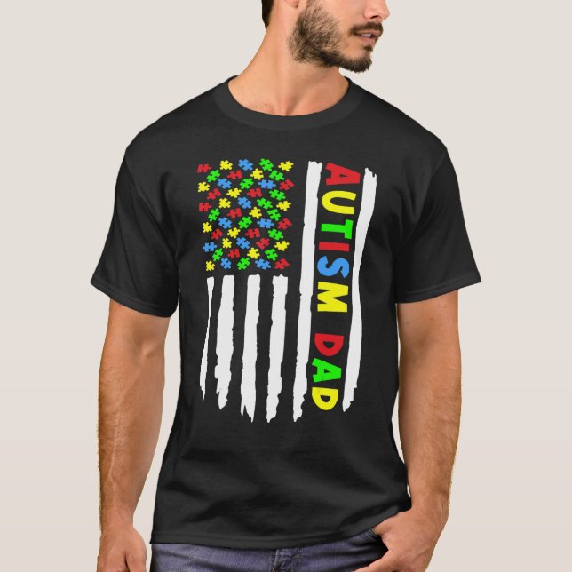 Mens Autismus Spectrum Disease Vater Stolz Bewusst T-Shirt (Vorderseite)