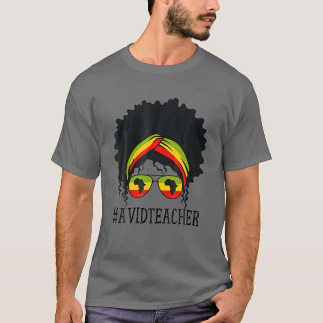Mens Avid Teacher African Messy Bun Black History T-Shirt (Vorderseite)