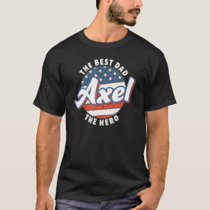 Mens Axel Best Vater Hero US Flag Personalisiert F T-Shirt