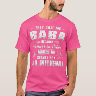 Mens Baba Partner in Crime Funny Grandpa Fathers T-Shirt
