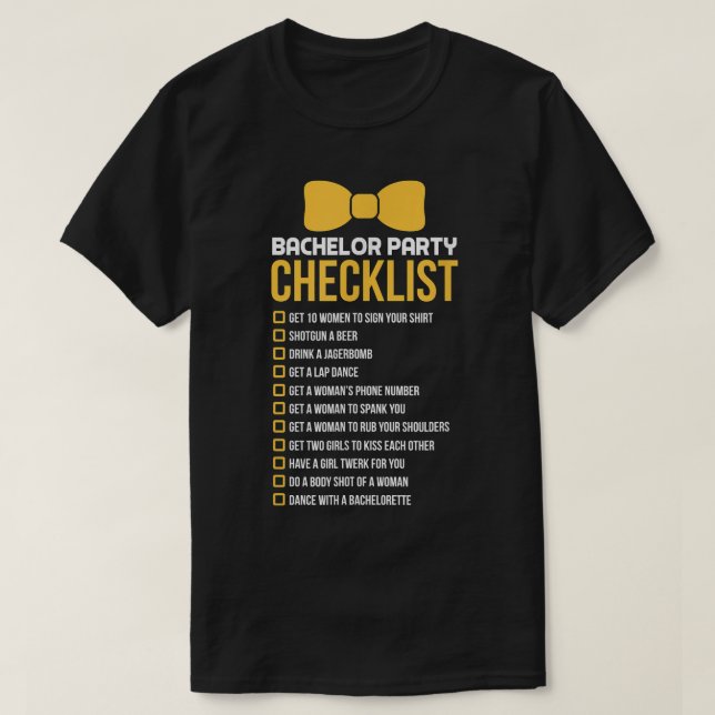 Mens Bachelor Party Checklist Groom Trauzeugen Sta T-Shirt (Design vorne)