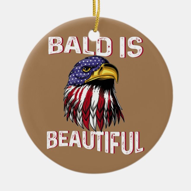 Mens Bald ist eine wunderschöne Patriotic American Keramik Ornament (Vorne)