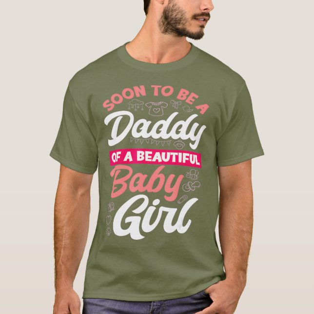 Mens bald Vater eines schönen kleinen Mädchens sei T-Shirt (Vorderseite)