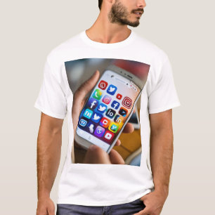 Mens Basic Tee Shirt wie Social Media