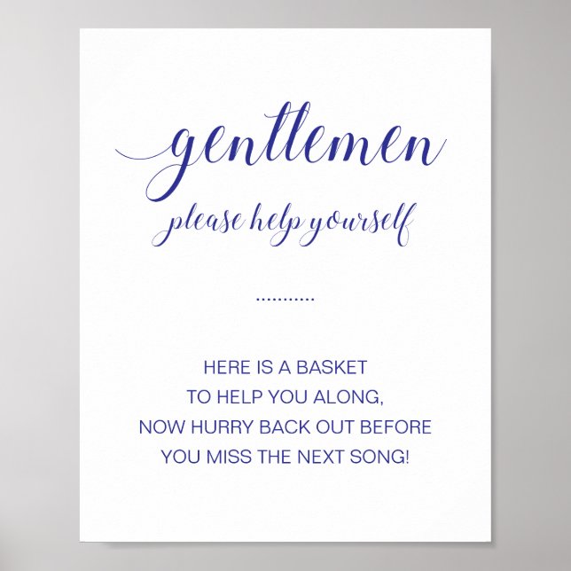 Mens Bathroom Basket Navy Blue Wedding Zeichen Poster (Vorne)