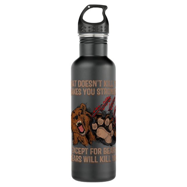 Mens Bears wird dich Shirt Funny Beer Jagen umbrin Edelstahlflasche (Vorderseite)