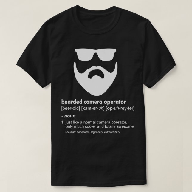 Mens Bearted Camera Operator Funny Beard Camerama T-Shirt (Design vorne)