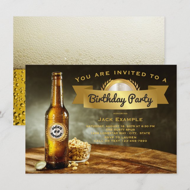 Mens Beer Birthday Party Einladungen (Vorne/Hinten)