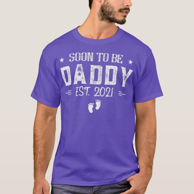 Mens befördert zu Daddy 2021 Bald zu Vater T-Shirt (Vorderseite)