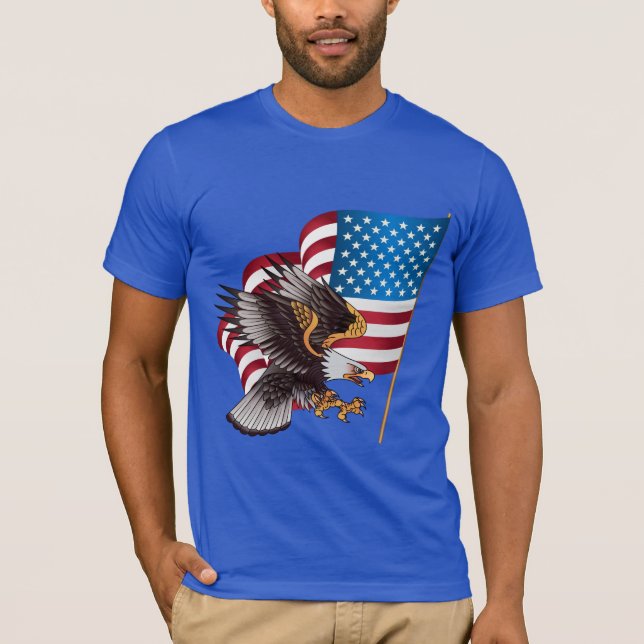 Mens Bella Leinwand T - Shirt-Adler und Flagge T-Shirt (Vorderseite)