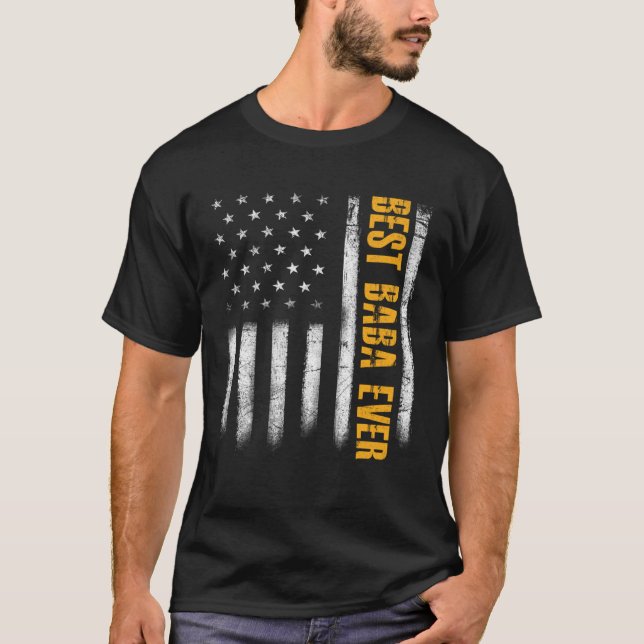 Mens Best Baba Ever American Flag Family Father s  T-Shirt (Vorderseite)